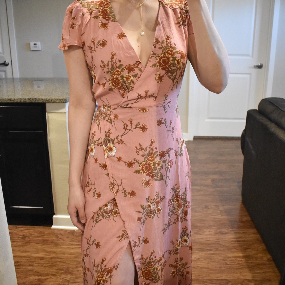Floral Pink Maxi Wrap Dress - Picture 3 of 6